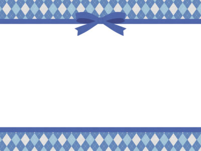ホワイトデーのフレーム-青いアーガイル柄-フリー素材の無料イラスト