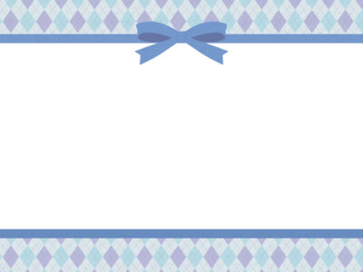 ホワイトデーのフレーム-青いアーガイル柄-フリー素材の無料イラスト