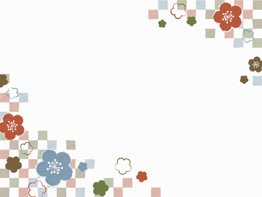 和柄-手書き風の梅の花のフレーム-フリー素材の無料イラスト