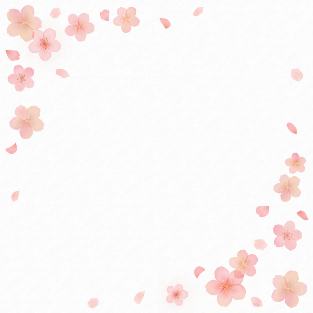 桜の花と花びらのフレーム-インスタグラム投稿サイズ-和紙加工