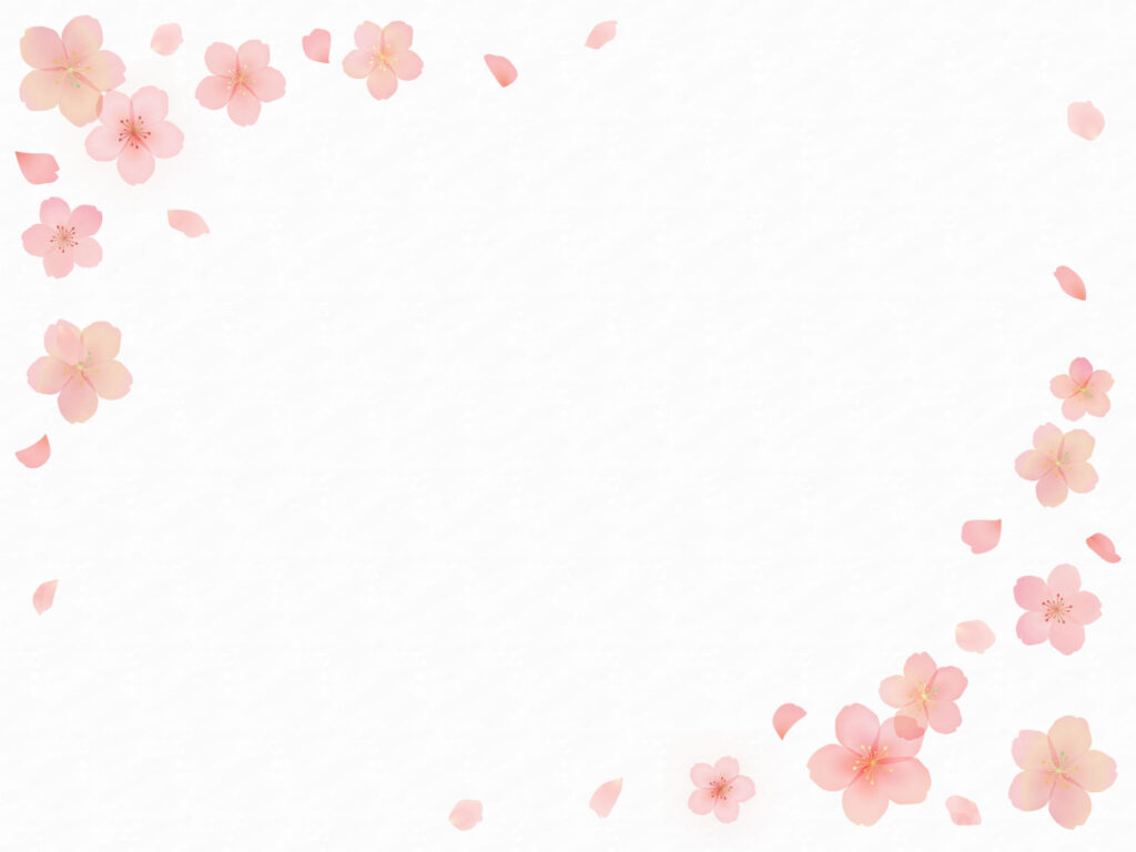 桜の花と花びらのフレーム-和紙加工